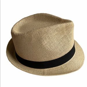 Fadora Hat cream and black fabric brim, Size s/m